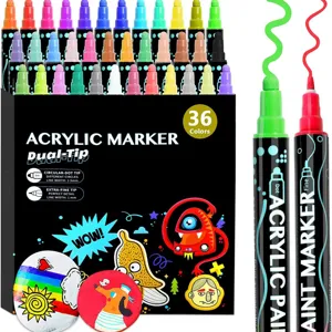 Double Ended Acrylic Paint Marker Pens Water Based Pigment Pens Dual Tip Art Markers For Drawing Glass Ceramic