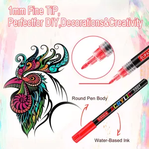 1mm Acrylic Marker Pen Fine Tip Water-Based Ink DIY Art Graffiti Drawing Pen Craft