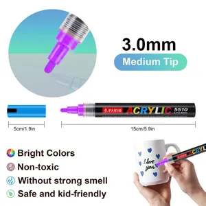 JUPAIE Acrylic Paint Markers 3.0mm Medium Tip Waterproof Colored Pens for Rock Glass Wood DIY Art