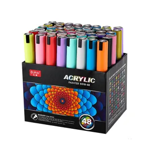48 Colors Acrylic Paint Markers Set Waterproof DIY Art Rock Wood Fabric Canvas Drawing Pen