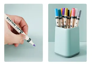 Set di pennarelli acrilici colorati con portapenne per disegno artistico e pittura scolastica.