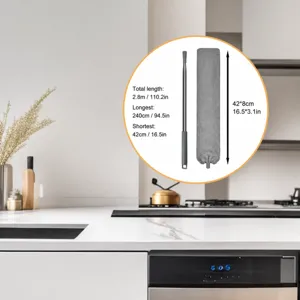 Plumero de microfibra telescópico con mango extensible para una limpieza del hogar eficaz.