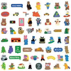Cute cartoon bear and animal stickers for phone case and cup.