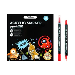 JiMiao 36 Colors Acrylic Paint Markers Dual Tip Art Pens for Rock Painting Canvas DIY Craft