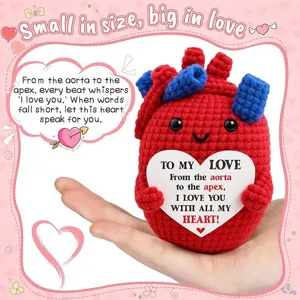 Handmade Knitted Anatomical Heart Plush Toy Creative Valentine Day Love Heart Doll Desk Ornament Couple Gift
