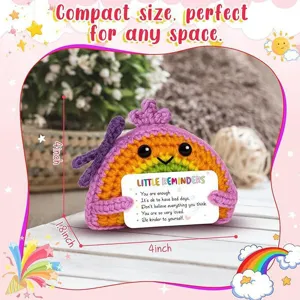Handmade Knitted Rainbow Crochet Doll Cute Positive Encouragement Yarn Plush Toy Home Decor Desk Ornament Gift