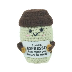 Handmade crochet coffee cup plush toy cute emotional support knitted doll product detail