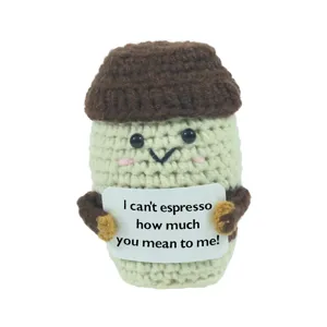 Handmade crochet coffee plush doll emotional healing cute knitted desktop decoration ornament