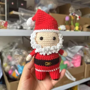 Handmade crochet Santa Claus plush toy Christmas festive decoration knit doll gift ornament