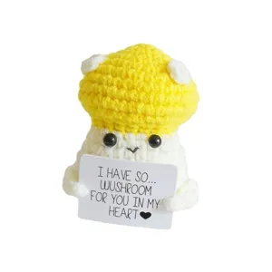 Handmade crochet cute mushroom plush toy with sweet message card for home decor gift