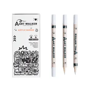 Set Pennarelli Acrilici ART WALKER, 12 PZ Punta a Pennello Impermeabili per Disegno e Pittura.