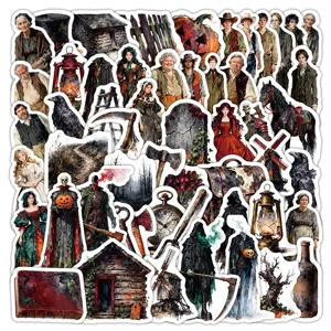 60 Sleepy Hollow stickers in vintage oil painting style for scrapbooking and decoration