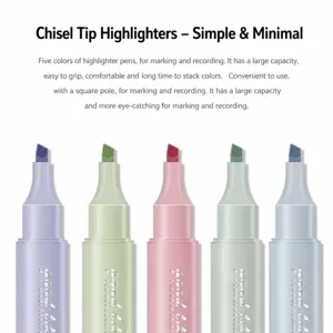 Pastel zachte punt markeerstift set, esthetische verloop markers voor studentennotities.
