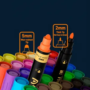 Double-headed acrylic marker pens set, quick-drying waterproof graffiti drawing art pens.