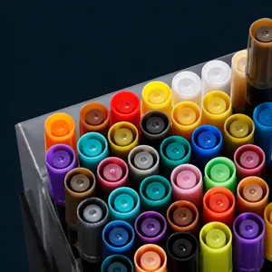 Dual tip art marker set in transparent storage box with rich vibrant colors for drawing