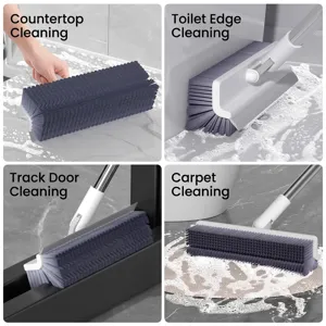 5-in-1 long handle floor scrub brush for cleaning tile gaps and bathroom corners