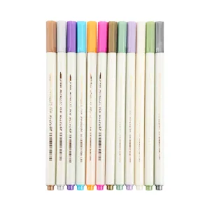 Set mit 12 Metallic-Markern mit weichen Pinselspitzen für Acrylmalerei und DIY-Handwerk