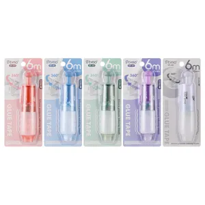 Set of 5 colorful clickable glue tape pens 6mx6mm for student DIY scrapbooking crafts