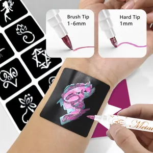Set di pennarelli metallici a doppia punta, pennello fai-da-te per nail art e biglietti.