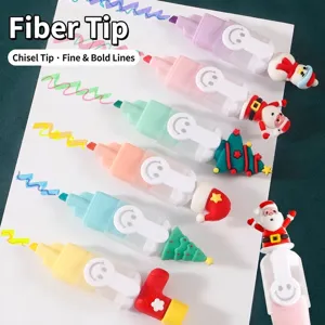 Set de mini subrayadores navideños con puntas de cincel para un diario de bricolaje