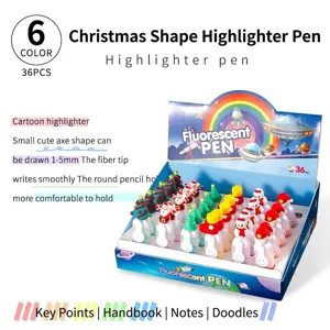 Set de 36 mini resaltadores navideños de dibujos animados para diario DIY y decoración