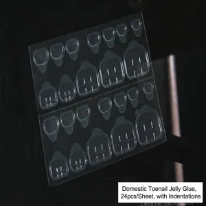 Waterdichte transparante dubbelzijdige teennagel gelei lijmstickers, 24 stuks per vel