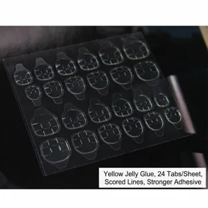 24 stuks waterbestendige extra sterke gele jelly nagellijm tabs voor kunstnagels