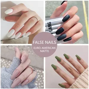 Matte Frosted Press On Nails Solid Color Full Cover Long Coffin False Nails Set For Women Autumn Winter Detachable Fake Nails