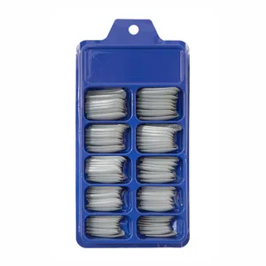 Set profesional de uñas postizas largas de bailarina en caja organizadora azul de diez
