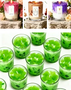 Scented candle jar with jelly ice cubes design, soy wax plant essential oil aromatherapy candle.