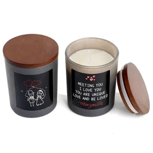 Bougie parfumée en pot avec couvercle en bois cadeau romantique décoration d'intérieur