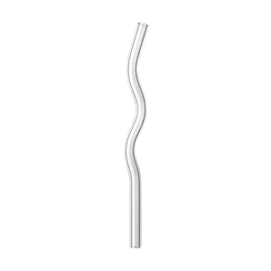 Clear glass straw with a creative wavy design, reusable drinking straw for cold and hot drinks.