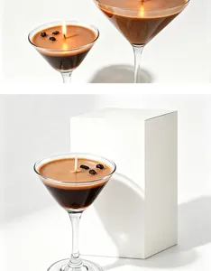 Martini glas geurkaars, koffie sojawas kaars voor huisdecoratie en een romantische sfeer.