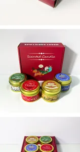 Christmas scented candle gift set with metal tins, decorative soy wax holiday presents.