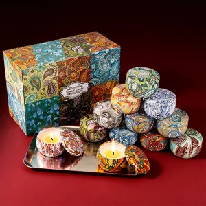 Handmade Scented Soy Wax Candles Gift Set Paisley Tin Jar Aromatherapy Candles For Wedding Birthday Home Decor