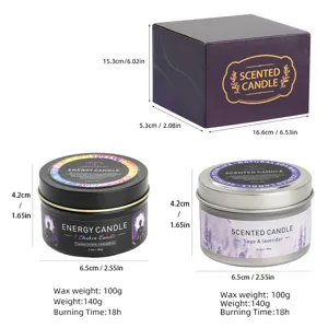Set regalo di candele profumate in cera di soja con chakra e lavanda per decorazione.