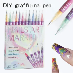 Nail Art Marker Pens Fine Tip Waterproof Acrylic Paint Pens For DIY Nail Design Drawing Outlining Manicure