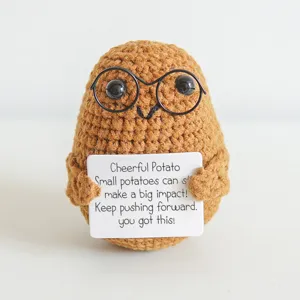 Handmade Knitted Crochet Positive Potato Doll Cute Wool Yarn Stuffed Animal Toy Inspirational Encouragement Gift