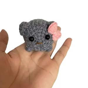 Sad hamster crochet doll finished handmade plush keychain cute cartoon animal bag pendant key ring