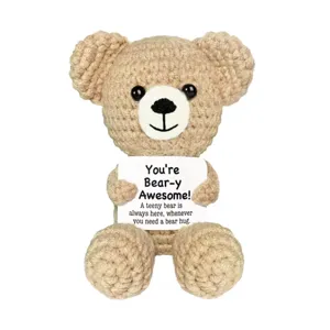 Handmade Crochet Emotional Support Animal Doll Cute Knitted Positive Animal Figurine With Encouragement Card Desk Decor