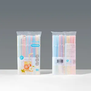Verpakking van 100 gekleurde wegwerp buigbare PP plastic rietjes voor sap en thee