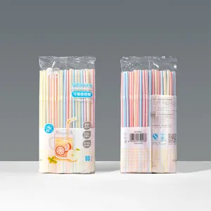 Kleurrijke flexibele rietjes, voedselveilige wegwerp PP plastic saprietjes 80 stuks.