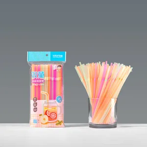 Set van 100 flexibele kleurrijke wegwerprietjes voor sap en frisdrank