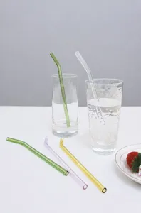 Colorful glass straw set heat-resistant transparent drinking straws for home party use