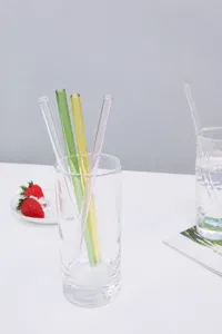 Colorful glass straws set transparent heat resistant straight drinking straws pack