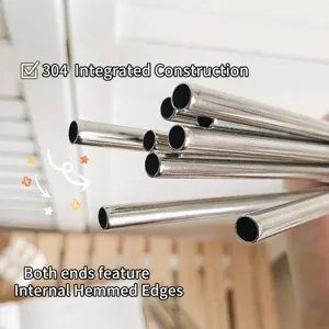 Pajitas de acero inoxidable 304 reutilizables con bordes redondeados pulidos de seguridad