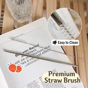 Juego de pajitas reutilizables de acero inoxidable 304 con cepillo para bebidas frías