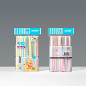 Kleurrijke flexibele plastic rietjes, 100 stuks huishoudelijke wegwerp sap rietjes verpakking.
