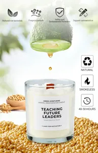 Scented soy wax candle in glass jar with wooden wick long burning time home decor gift