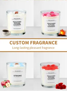 Detailed view of scented soy candle with crystal decor, smokeless aromatherapy and pleasant aroma.